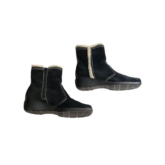 Naturalizer Women's Black Suede Ankle Boots Size 9.5 Fur Side Zip Comfort Warm - Picture 8 of 11